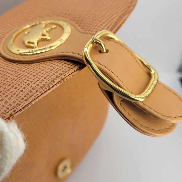 HUNTING WORLD Shoulder Bag Tan Tone Japan Made in Italy "No strap" Excellent - Picture 8 of 14